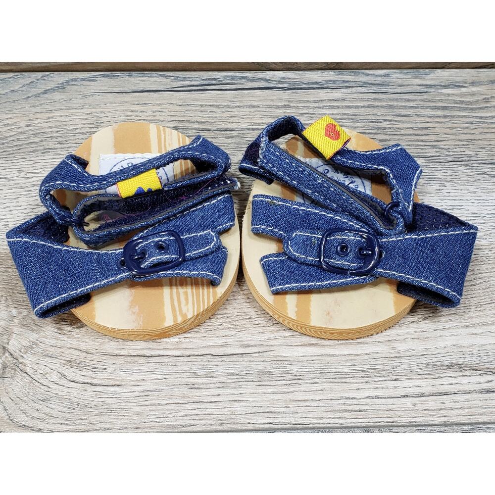 Build A Bear Workshop Denim Buckle Sandals Shoes Accessory Blue